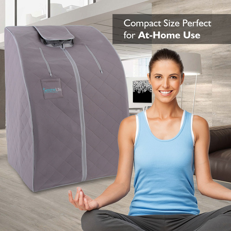 Gray Portable Infrared Sauna with Heating Foot Pad and Chair