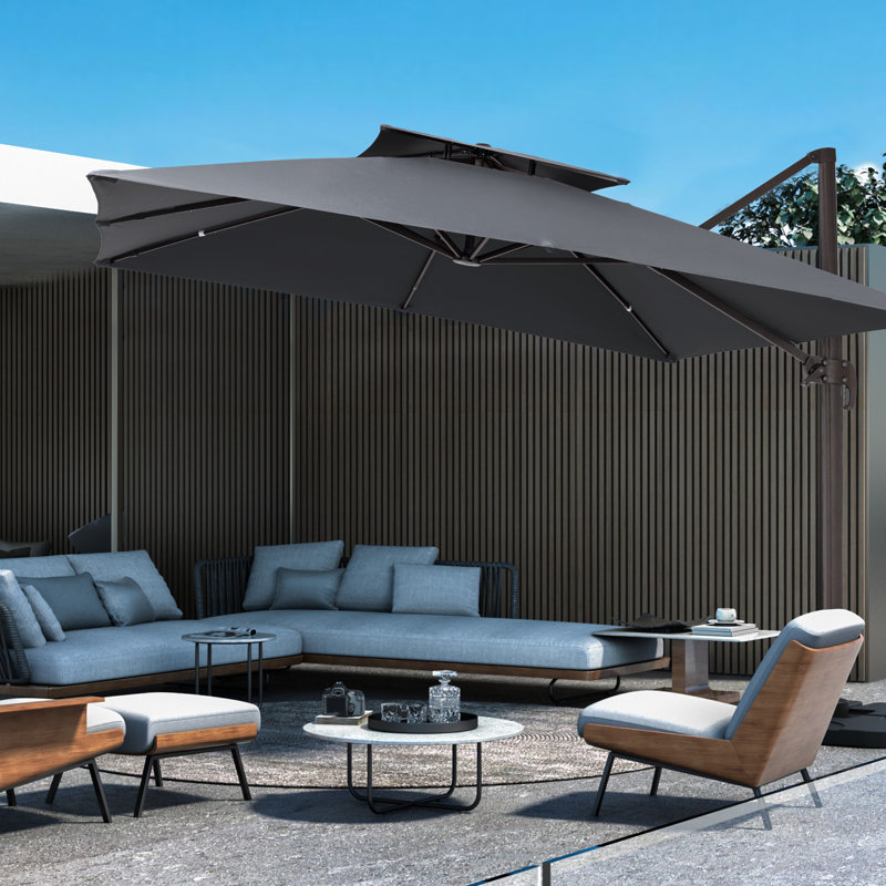 Parasol en porte-à-faux 11 pi Germar, Gris, H 106 po x l 132 po x P 132 po