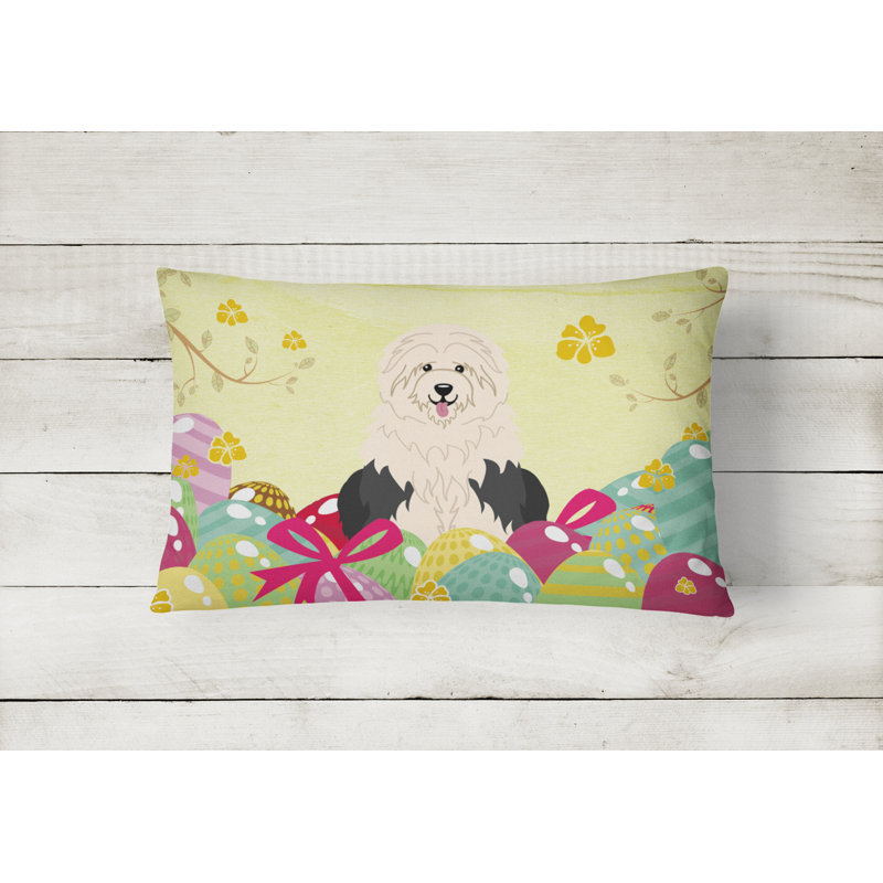 Easter Eggs Old English Sheepdog Lumbar Pillow