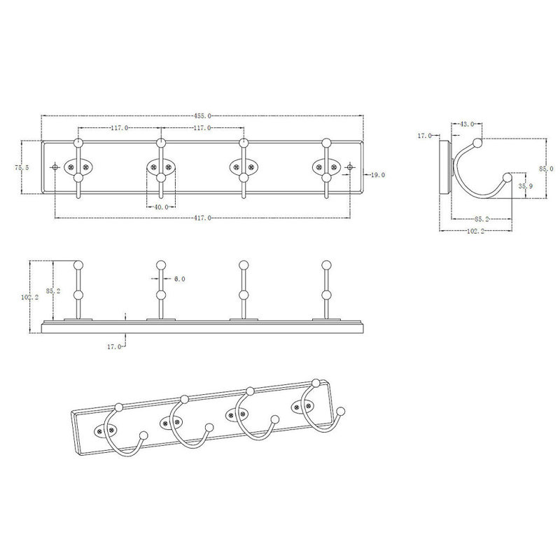 Utility Wall Mounted Coat Rack