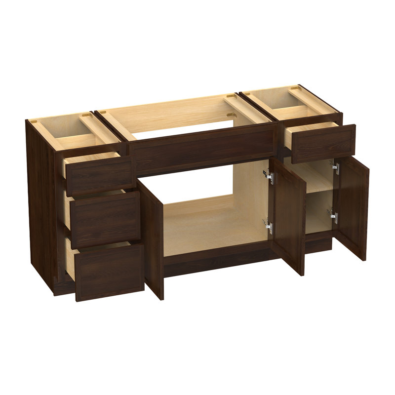 Base de meuble-lavabo simple 60 po seulement, Brun