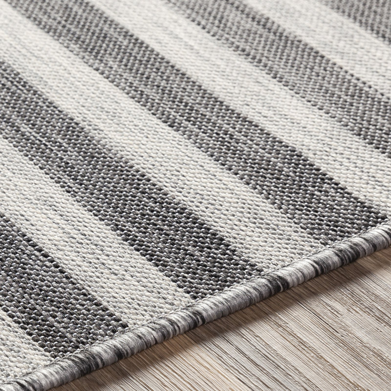 Grey Modern Outdoor Rug, Striped Stain Resistant Easy to Clean Rug For Patio, Balcony, Decks & Garden, Rectangle 200 x 275 cm