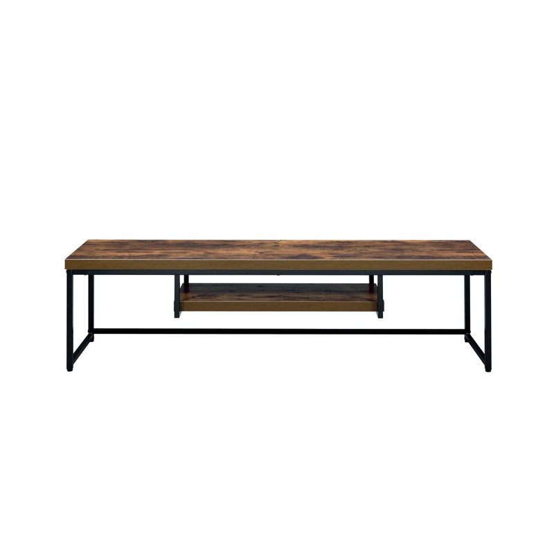 Bob Weathered Oak & Black Metal Finish TV Stand, 16"H x 59"L x 16"W
