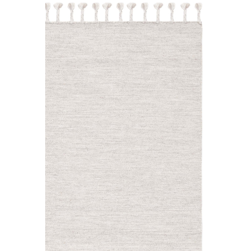 Tapis beige en laine tissé à la main, Rectangle 8 pi x 10 pi