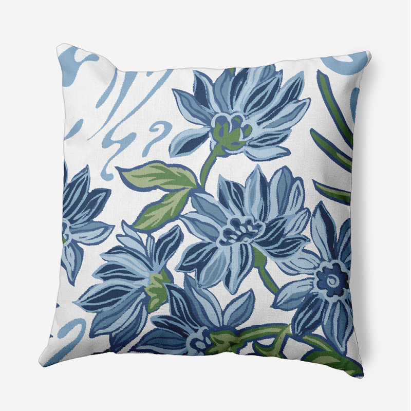 Housse et insert de coussin décoratif floral floral, H 16 po x l 16 po x P 3 po, Bleu