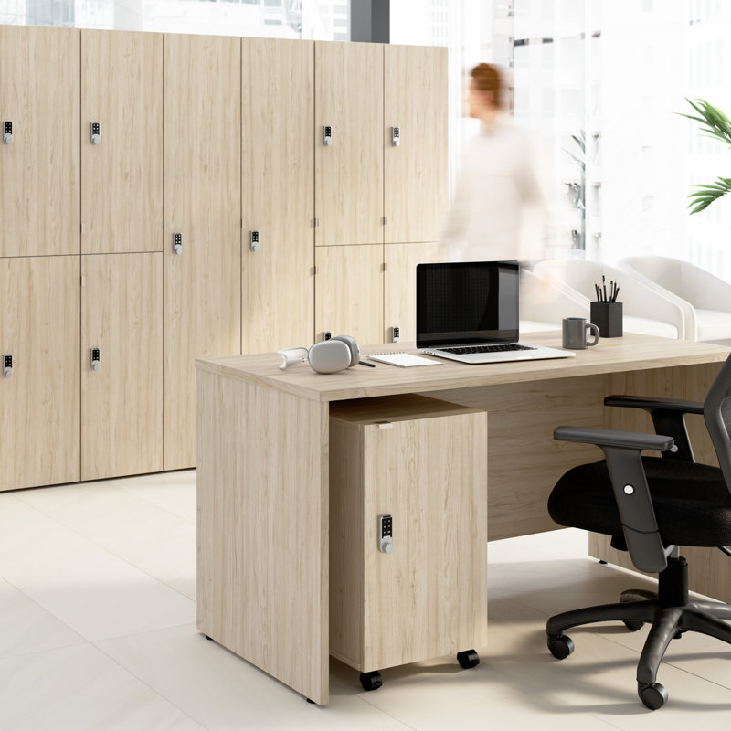 Classeur mobile avec tiroir, porte et serrure à clavier Bush Business Furniture Assure, Orme naturel