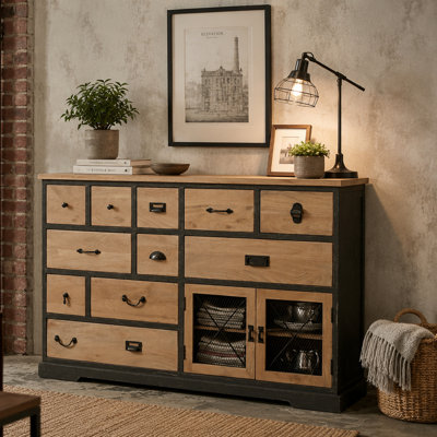 Vintage Industrial 12 Drawer Apothecary Chest Solid Mango Wood Chest of Drawers Drawer Vanity Table