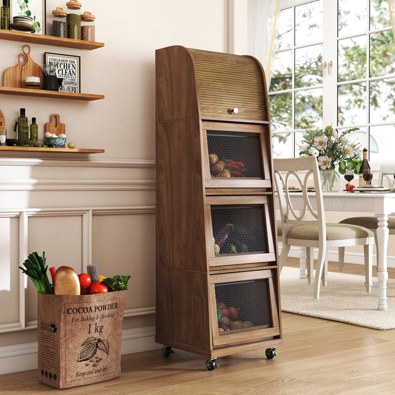 Bacs de rangement mobiles pour oignons et pommes de terre, bacs à pommes de terre avec roues et porte, panier à fruits et légumes, garde-manger de cuisine