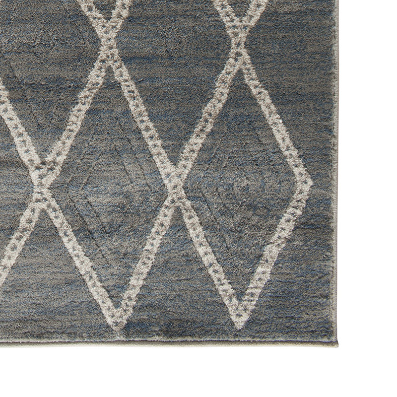 Tapis géométrique gris argenté / brume Algird, Rectangle 7 pi 10 po x 9 pi 10 po