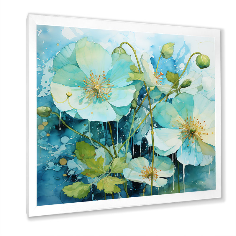 «Blue Morning Glory Spring Awakening I - Morning Glory», art mural, H 30 po x l 30 po x P 1,5 po, Cadre simple blanc