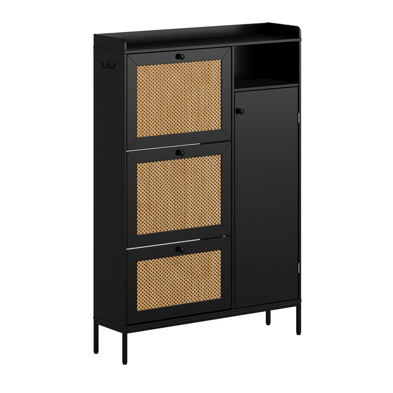 28 Pair Shoe Storage Cabinet, Black