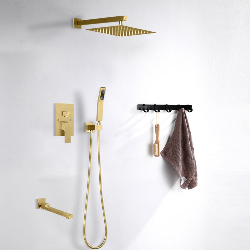 Système de douche complet à aiguilleur, Or brossé