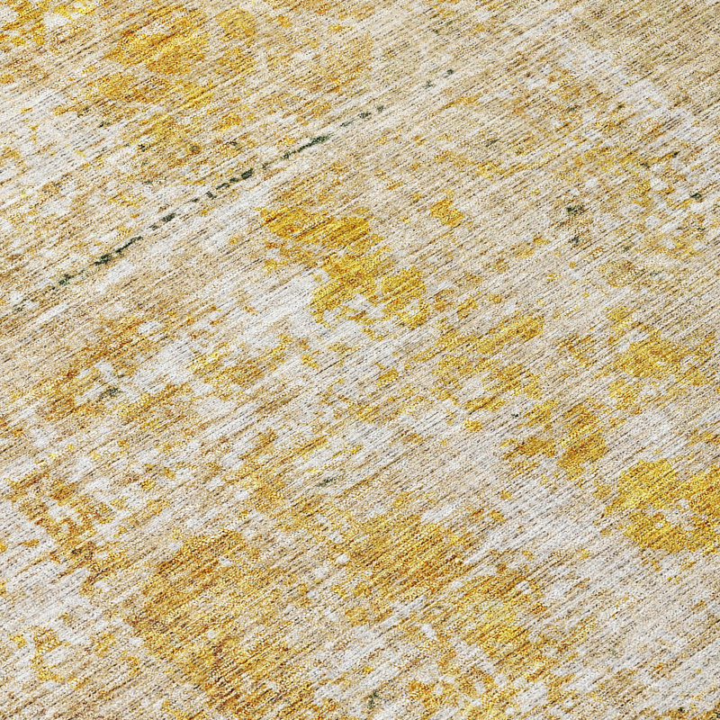 Red and Gold Synthetic Washable Rectangular Area Rug 3' x 5'