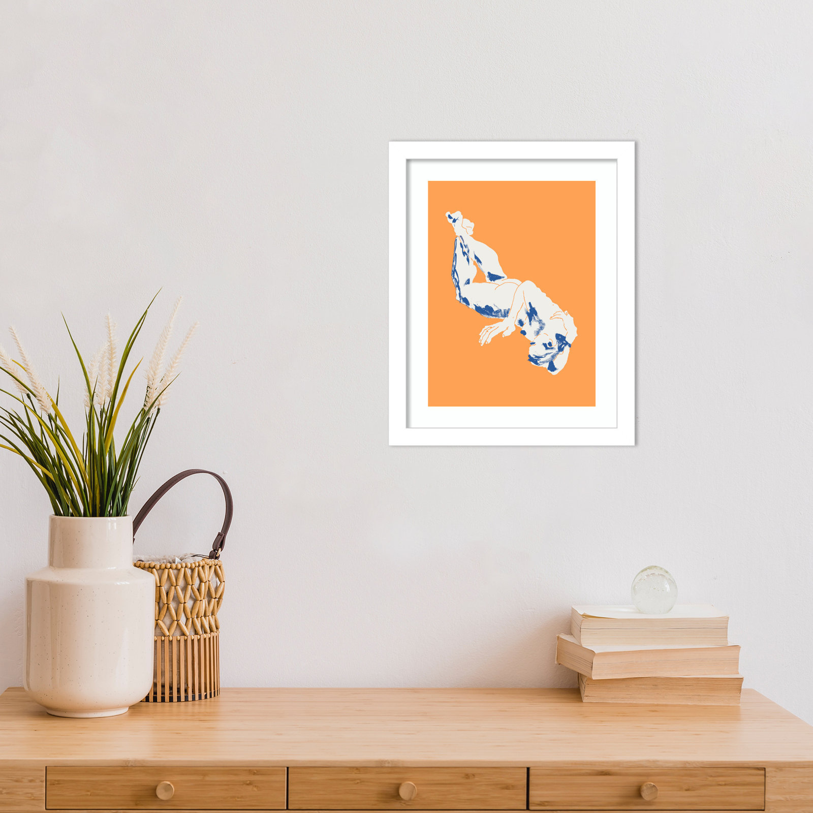Nude Orange Print by Francesco Gulina, White, 13" H x 11" W