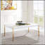 Table basse rectangulaire en bois avec cadre en métal blanc et doré élégant, parfaite pour les espaces de vie modernes.