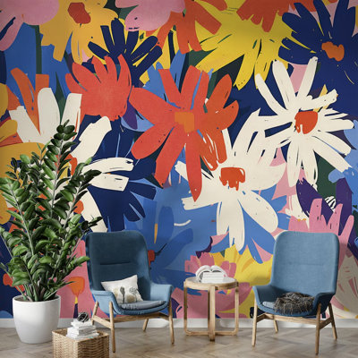 Vibrant Abstract Floral Burst Wall Mural