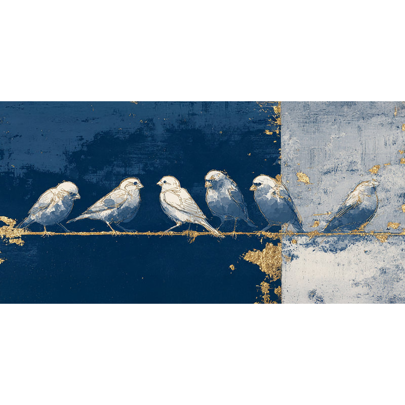 «Whimsy Feather Friends», art mural sur toile tendue, H 20 po x l 40 po