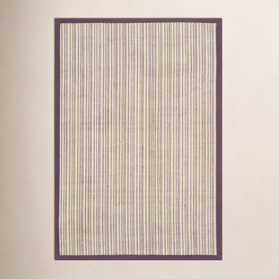 Beige Purple Striped Jute Rug
