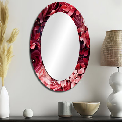 Miroir mural abstrait abstrait rouge et mauve