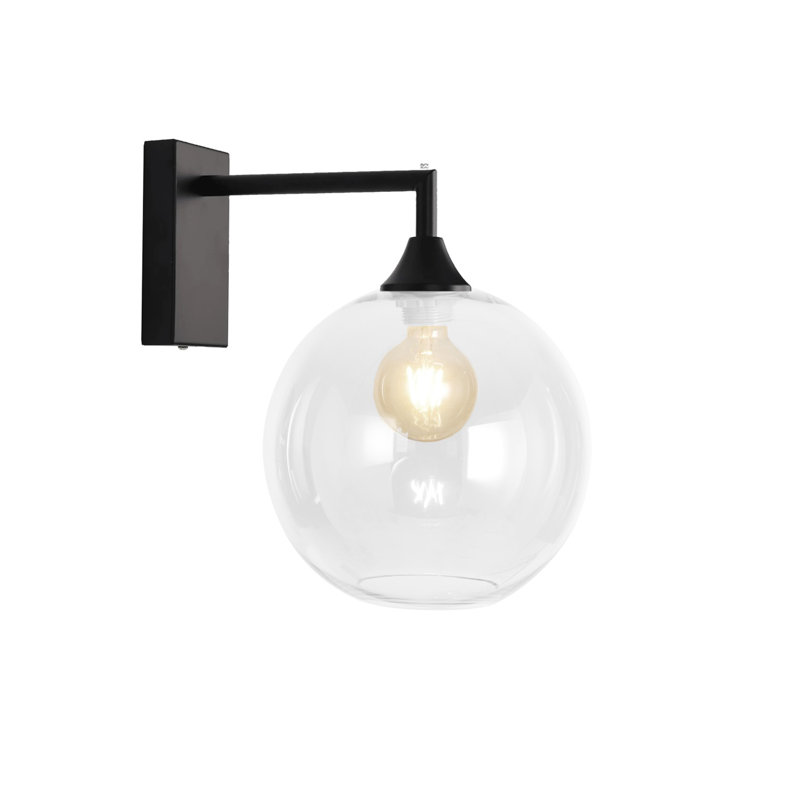 Bonview Armed Sconce, Black, Clear