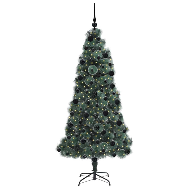 Artificial Pre-lit Christmas Tree with Ball Set, Black, 6.89' H