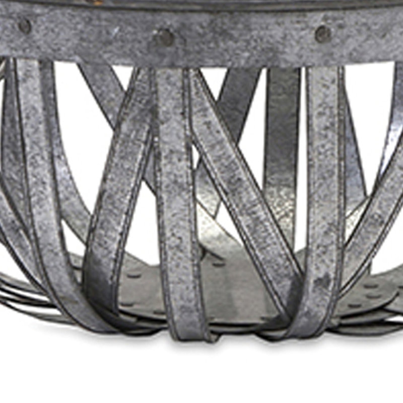 Decorative Accent Storage Baskets Set Of 3, Intricate Gray Open Iron