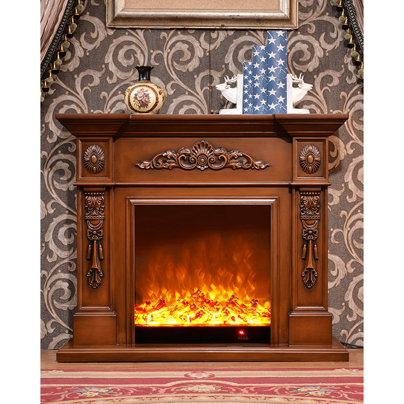 Foyer électrique de style européen, H 31,5 po x l 39,37 po x P 12,99 po, Brun