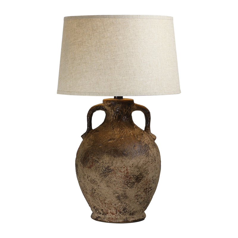 31"H Hydrocal Table Lamp - Patinaed Brown
