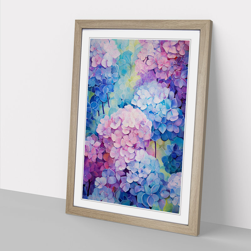 Hydrangea Colour Field No.2 - Framed Print, Oak Framed, 64cm H x 46cm W x 2cm D