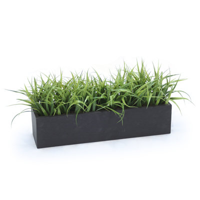 9'' Faux Grass in Wood Planter