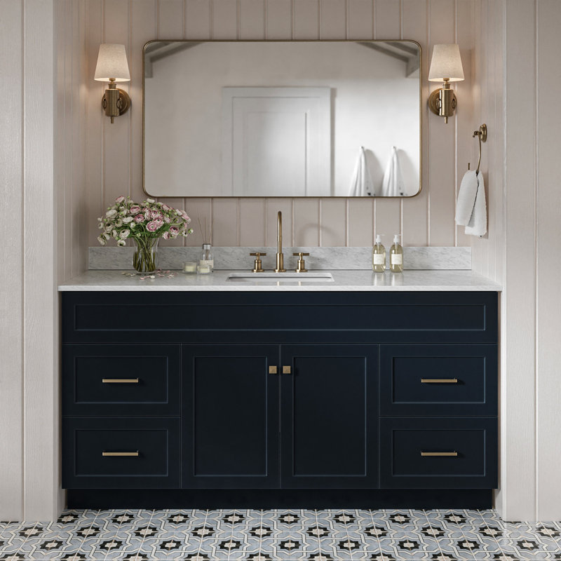Ensemble de meuble-lavabo simple 43 po Partham, Rectangular, 67″, Blue