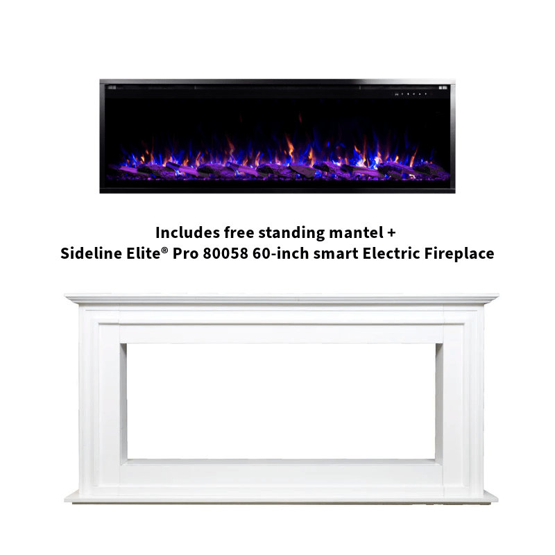 Sideline Elite Pro Smart Electric Fireplace with Encase Surround Mantel, 29.25'' H X 71.75'' W X 9.88'' D