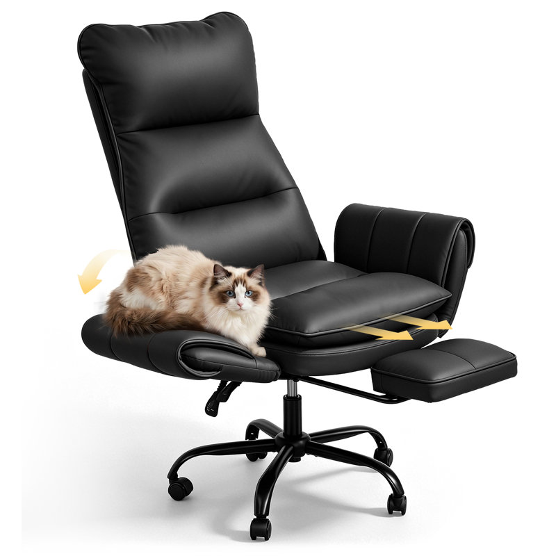 Big and Tall Office Chair, Flip Armrests for Pets & Cross Legged Sitting, Executive Ergonomic Computer Gaming Chair with Foot Rest