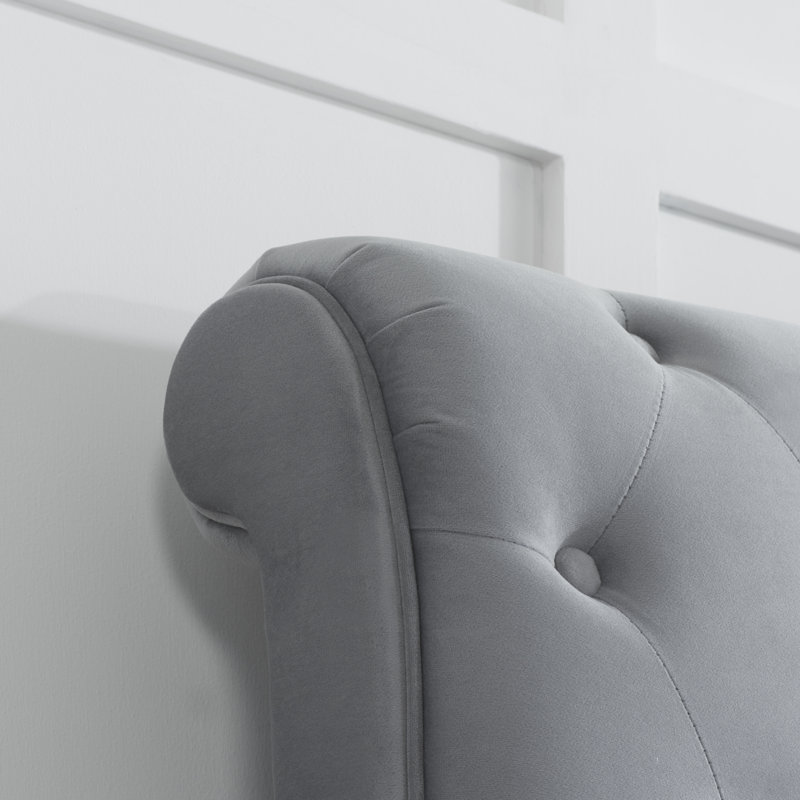 Danube Upholstered Sleigh Bed, Grey, Kingsize (5')