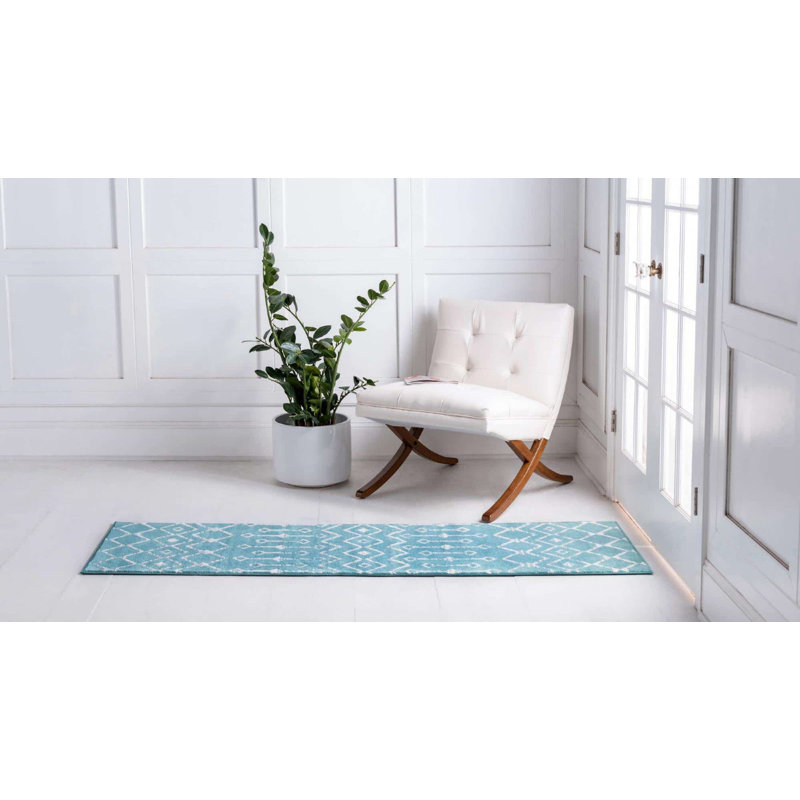Tapis contemporain Aemtenan couleur de rivage, Tapis de couloir 2 pi x 9 pi 10 po