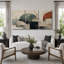 «Teal Rust Arch», art graphique abstrait, images de bureau, impression sur toile encadrée, 3 pièces-131500993-131500992