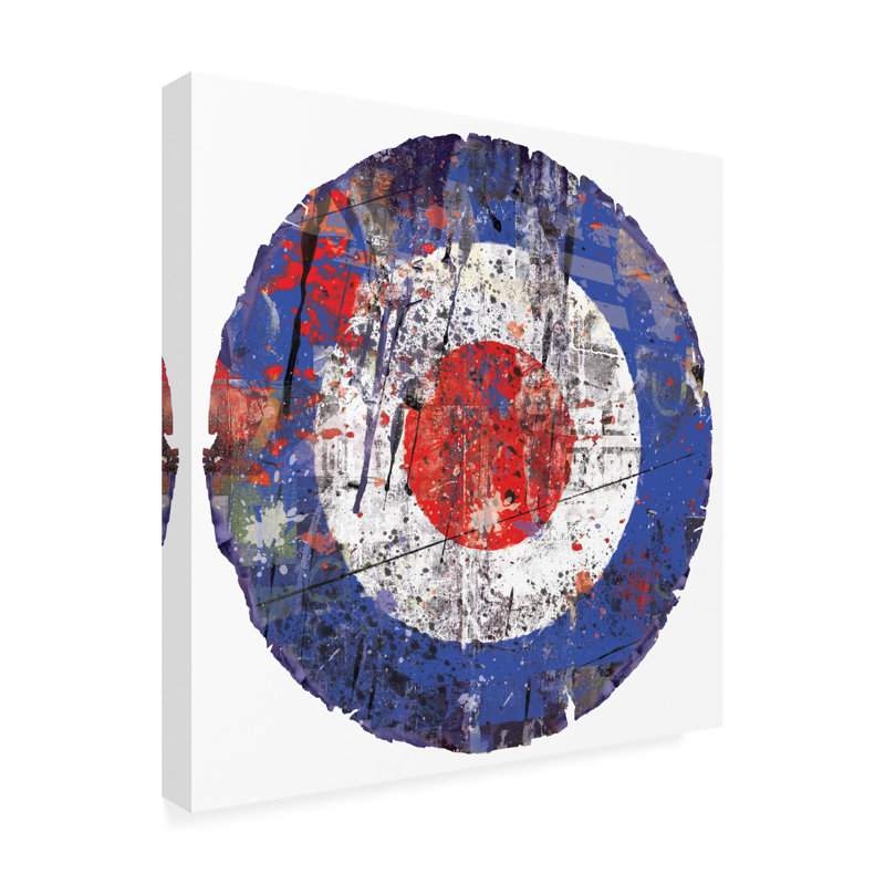 «Mod Bullseye» patiné sur toile par RetroPlanet, H 14 po x l 14 po x P 2 po