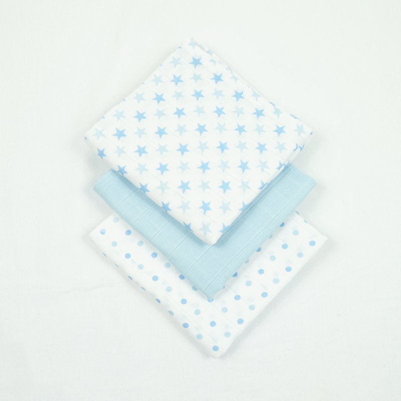 Losurdo MuslinZ Baby Muslin Squares 100% Cotton, Blue Star