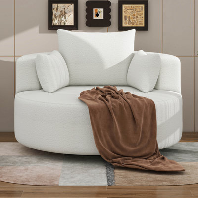 Fauteuil d'appoint pivotant avec 3 coussins amovibles