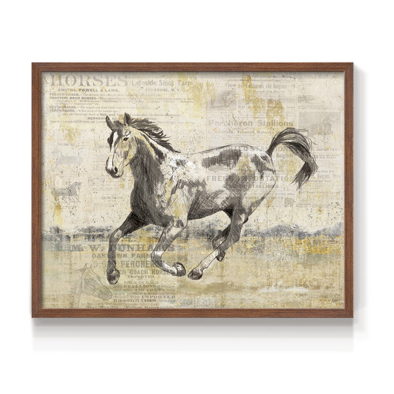 Golden Stallion II - reproduction encadrée - réarmable, H 8 po x l 10 po, Noyer