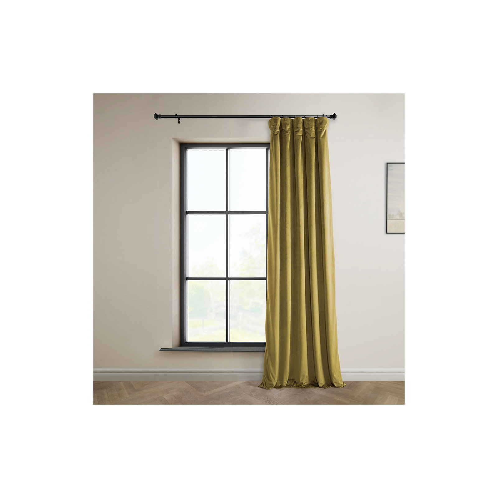 Matra Plush Velvet Curtains for Bedroom - Room Darkening Curtains for Living Room Window Single Panel, 50" W x 96" L