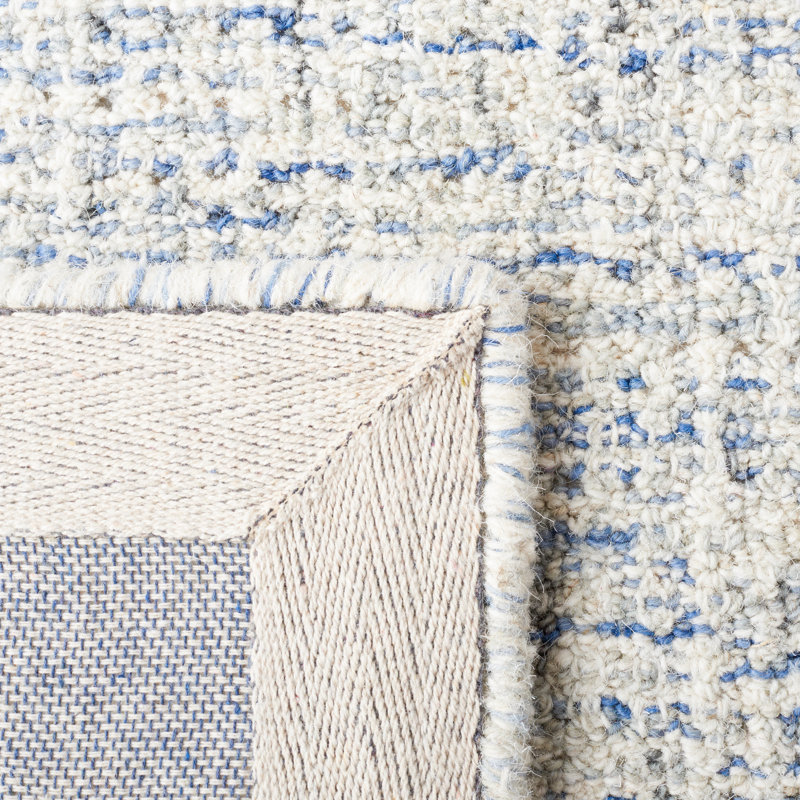 Zachary Handmade Tufted Wool Blue/Ivory Area Rug, Rectangle 8' x 10'