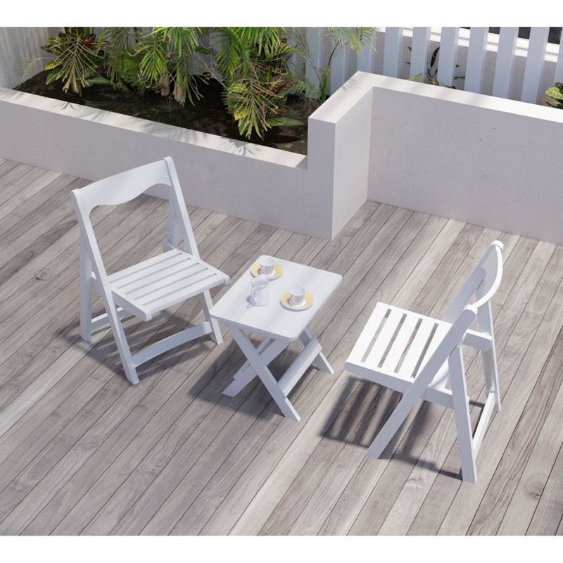 Mobilier d'extérieur pliable Hips, 2 chaises et table rectangulaire blanche pour bistro moderne, Blanc