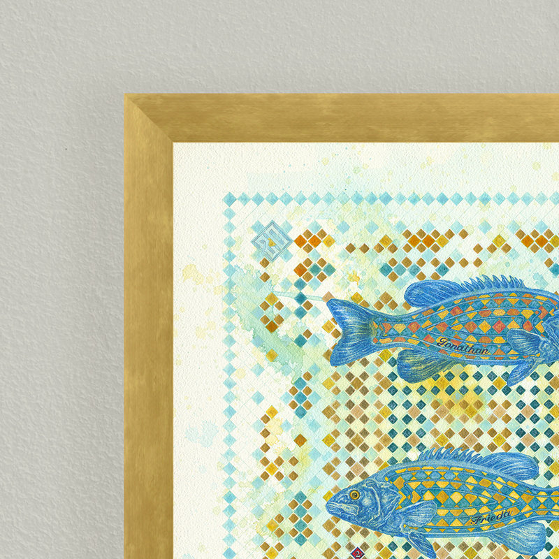 Coastal Retreat "Fish Like You and Me" Framed Print Wall Art, 10" H x 8" W 