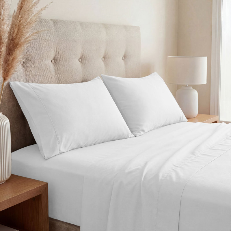 Ensemble de draps en coton mélangé à densité de tissage supérieure 800 fils Superior, Blanc