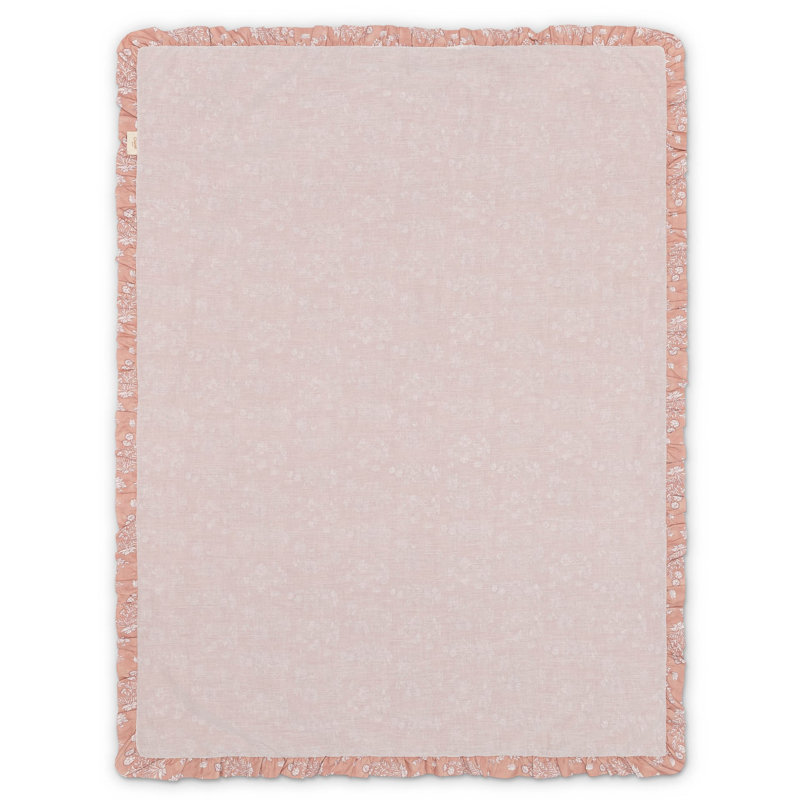 Violet Floral Muslin Baby Blanket with Ruffle Trim