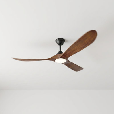 Modern Ceiling Fan With Light, Solid Walnut Wood 3 Blade Ceiling Fan ,dc Quiet Reversible Motor,smart App & Remote Control