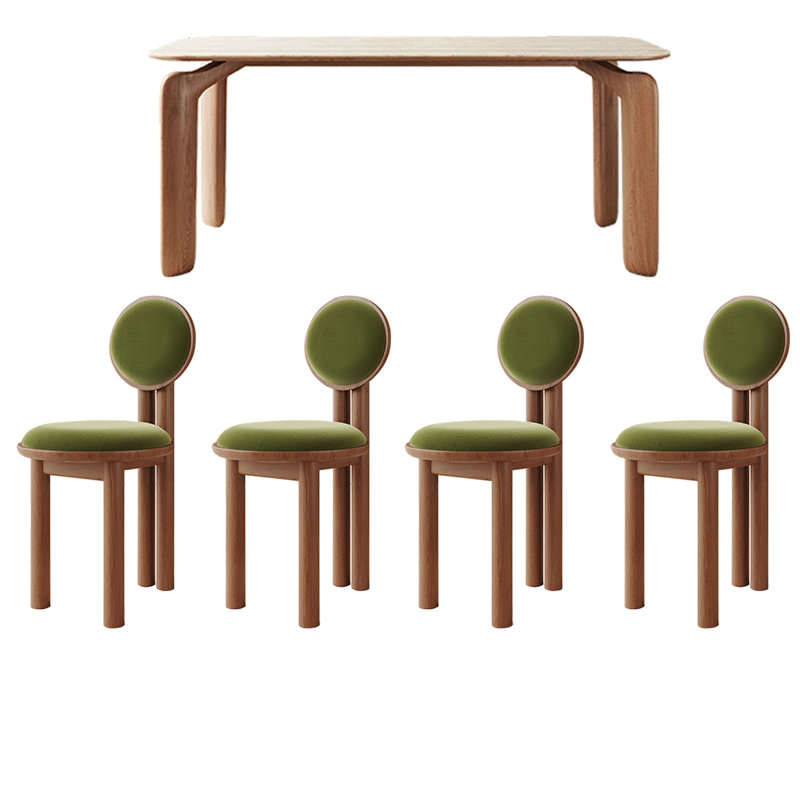 Combinaison de table et de chaises en bois de cire blanc français, H 29,52 po x L 55,11 po x l 31,49 po
