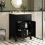 Meuble-lavabo 24 po avec lavabo en céramique, esthétique champêtre français, fonctionnement silencieux des tiroirs, compartiments de rangement modernes 24 po, lavabo, métal rustique, mouvement fluide, compact pour gels de douche-337514567