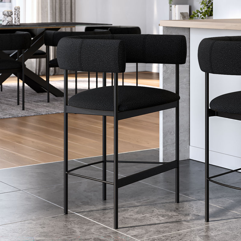 Tabouret de bar et de comptoir Everly Quinn Nakash, Noir, Gris anthracite, Tabouret de comptoir (siège d'une hauteur de 24,3